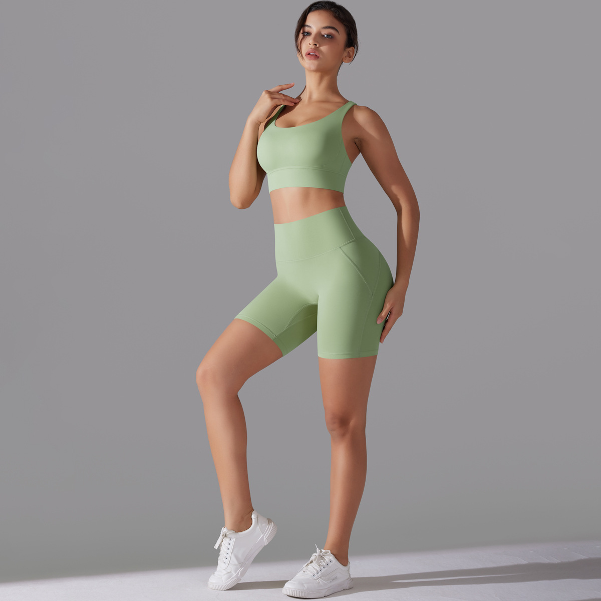 New free panties three-quarter shorts yoga clothing set beauty back cross sports underwear fitness yoga clothing set