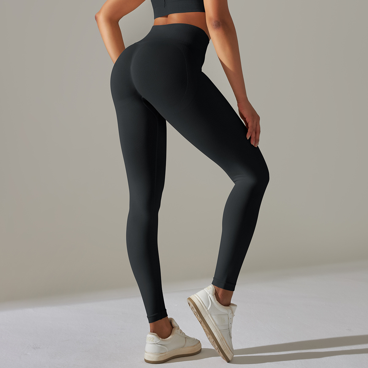 Solid Color High Elastic Beauty Back Sports Fitness Yoga Pants - Image 2