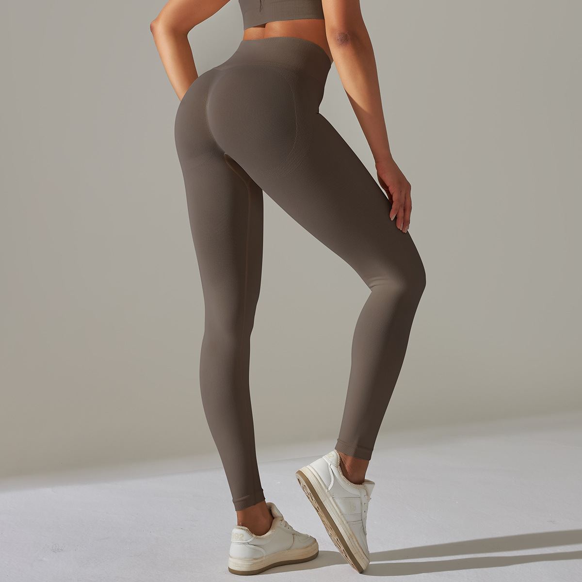 Solid Color High Elastic Beauty Back Sports Fitness Yoga Pants - Image 10