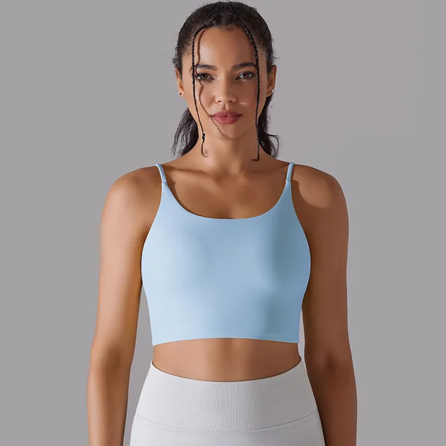 Women's Yoga Camisole Bra Workout Tank Top Padded Push Up Sports Bra Naked-Feel Gym Vest
